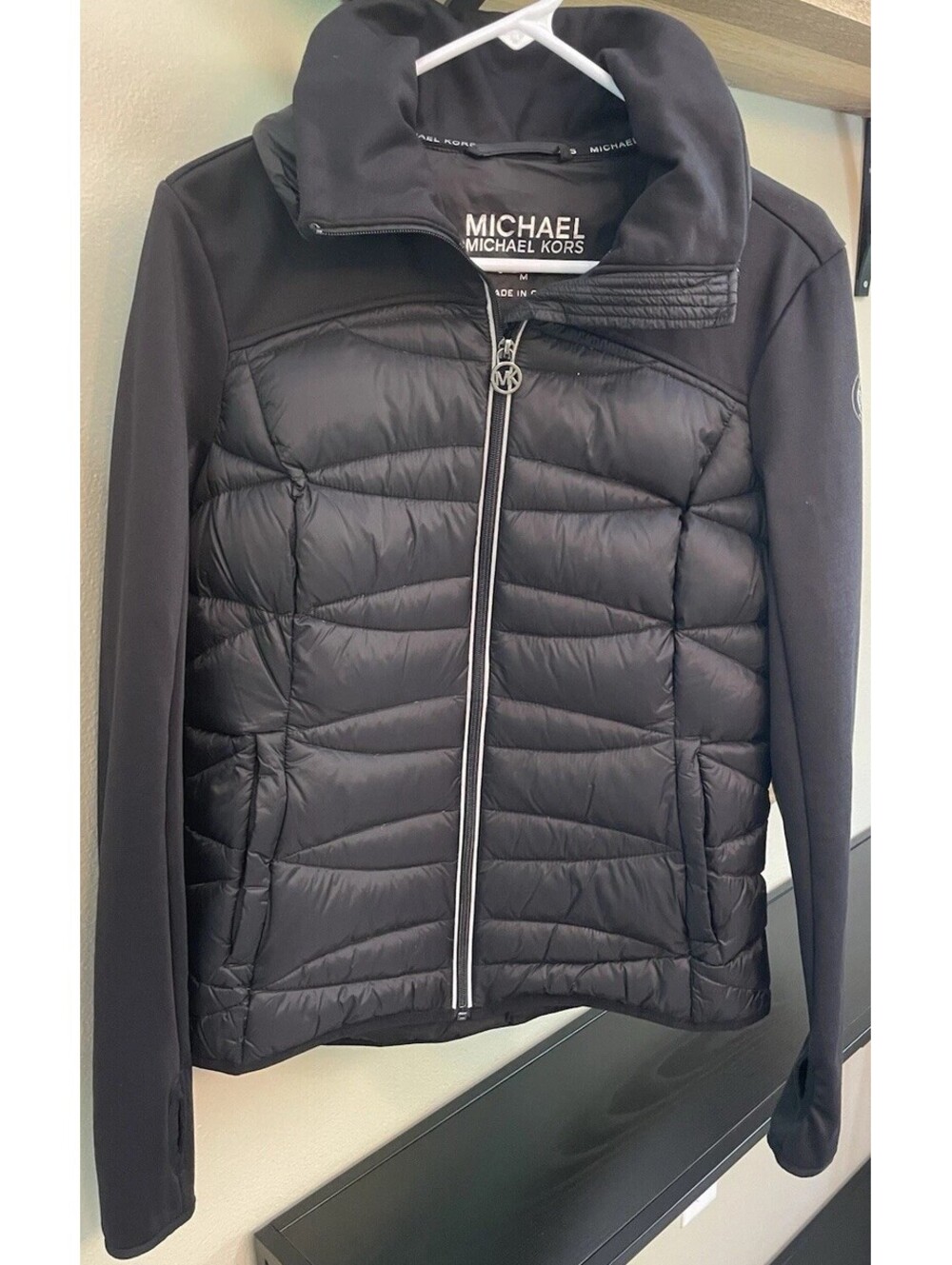 Michael Kors Black Puffer Jacket, Quilted Design, Size Medium